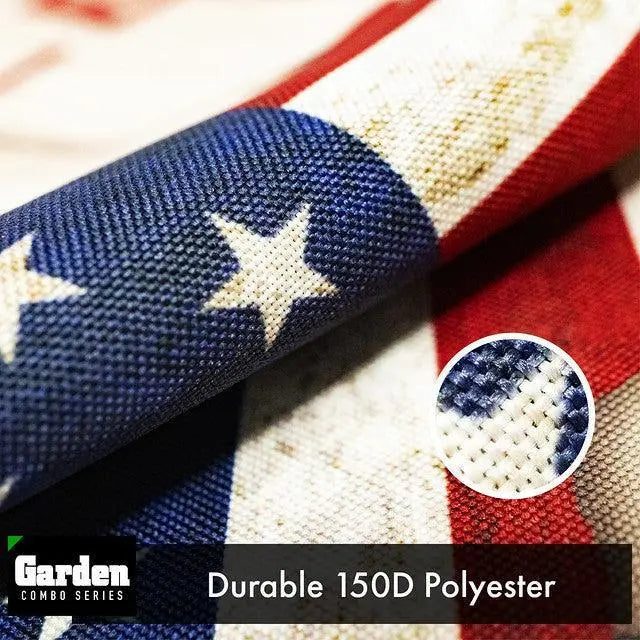 G128 Combo Pack: Garden Flag Stand Black 36x16 Inch & Garden Flag God Bless America USA Flag Map 12x18 Inch G128