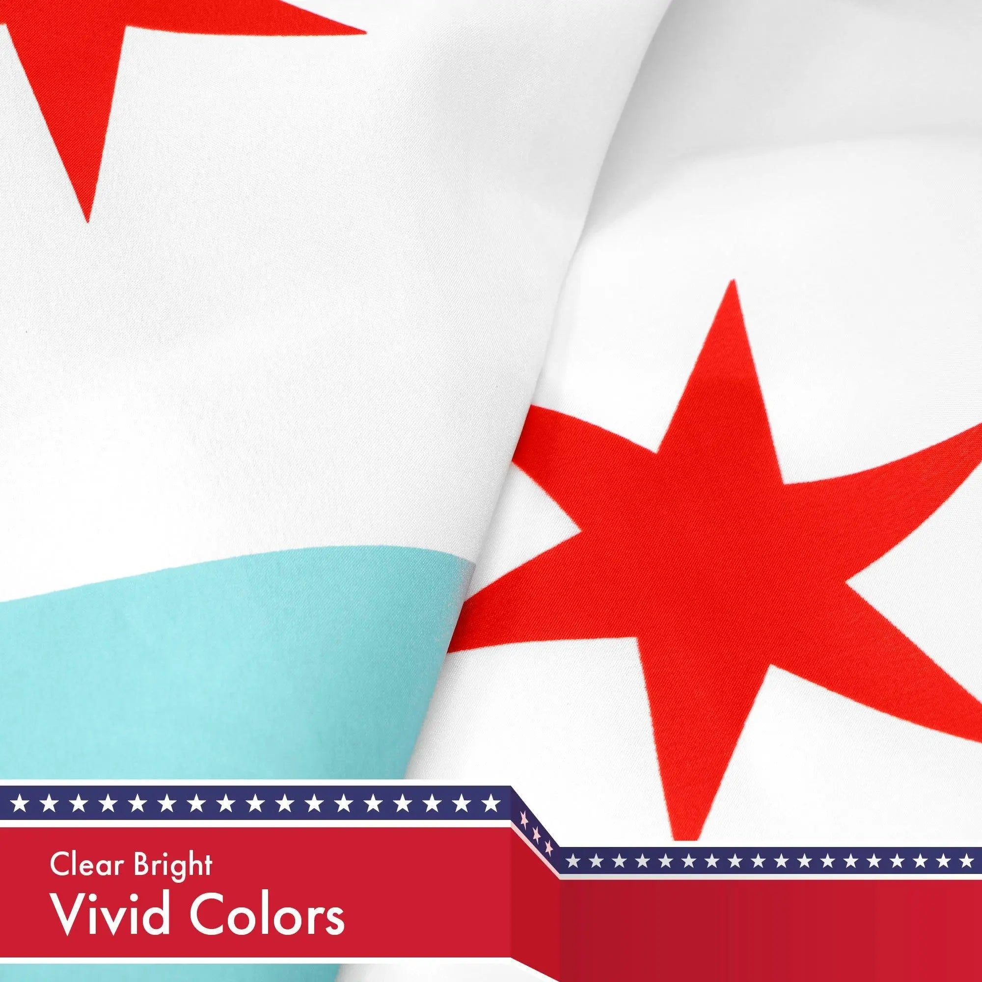 G128 Combo Pack: USA American Flag 3x5 Ft 150D Printed Stars & Chicago 3x5 Ft 150D Printed G128