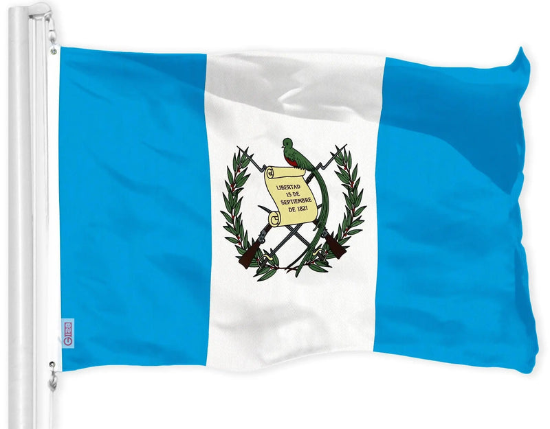 G128 Combo Pack: USA American Flag 3x5 Ft 150D Printed Stars & Guatemala Flag 3x5 Ft 150D Printed G128