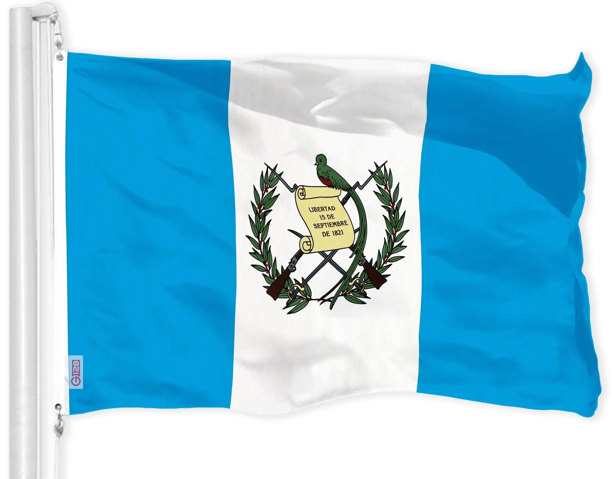 G128 Combo Pack: USA American Flag 3x5 Ft 150D Printed Stars & Guatemala Flag 3x5 Ft 150D Printed G128