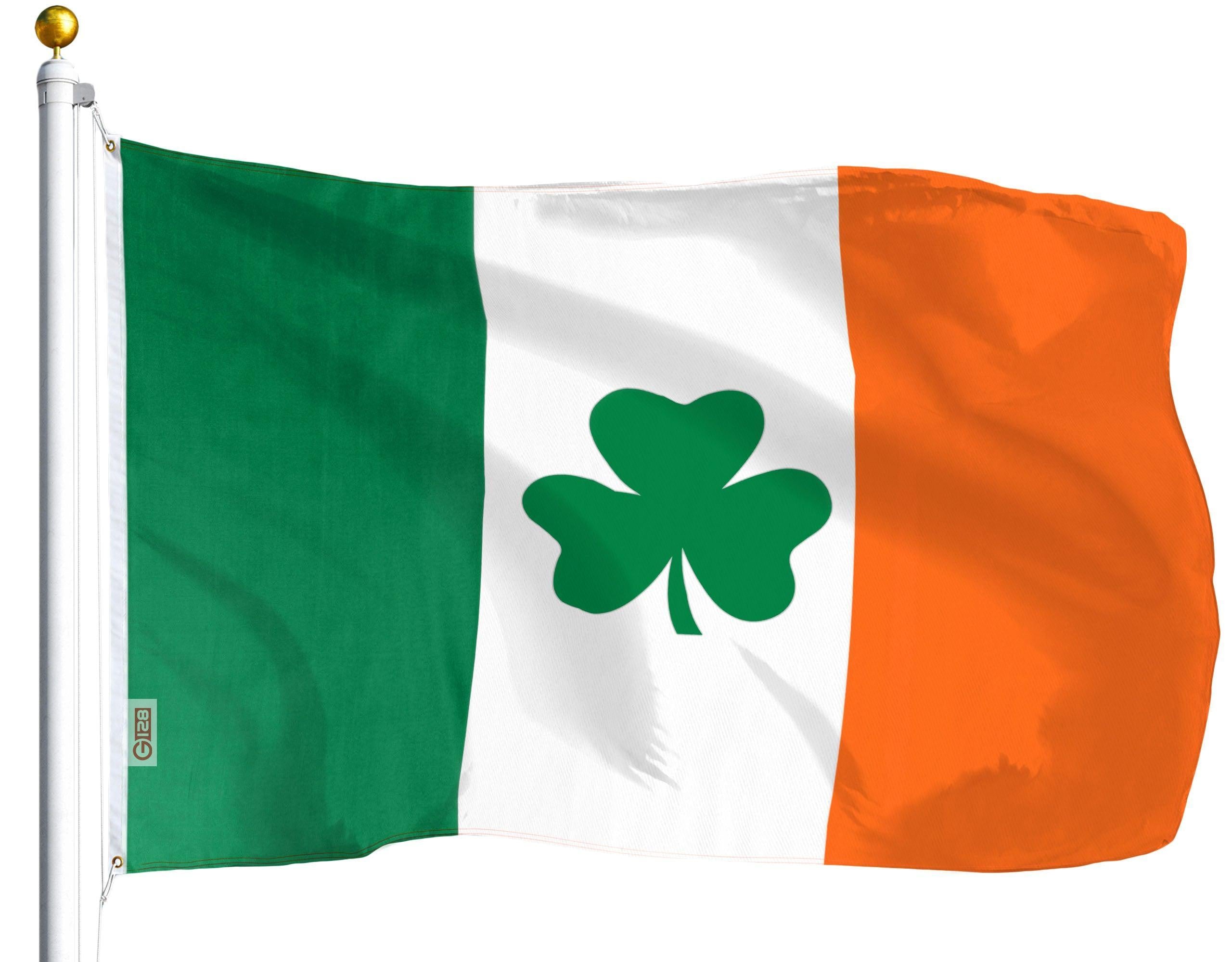 G128 Combo Pack: USA American Flag 3x5 Ft 75D Printed Stars & Irish Shamrock Flag 3x5 Ft 75D Printed - GreatEagleInc