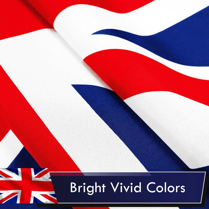 G128 Combo Pack: USA American Flag 3x5 Ft 75D Printed Stars & United Kingdom (Union Jack) Flag 3x5 Ft 75D Printed G128