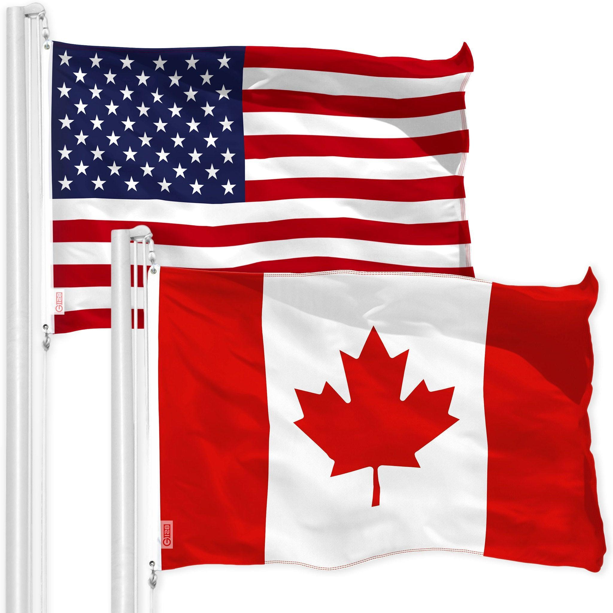 G128 Combo Pack: USA American Flag & Canada Canadian Flag 3x5 FT Printed 150D Polyester G128