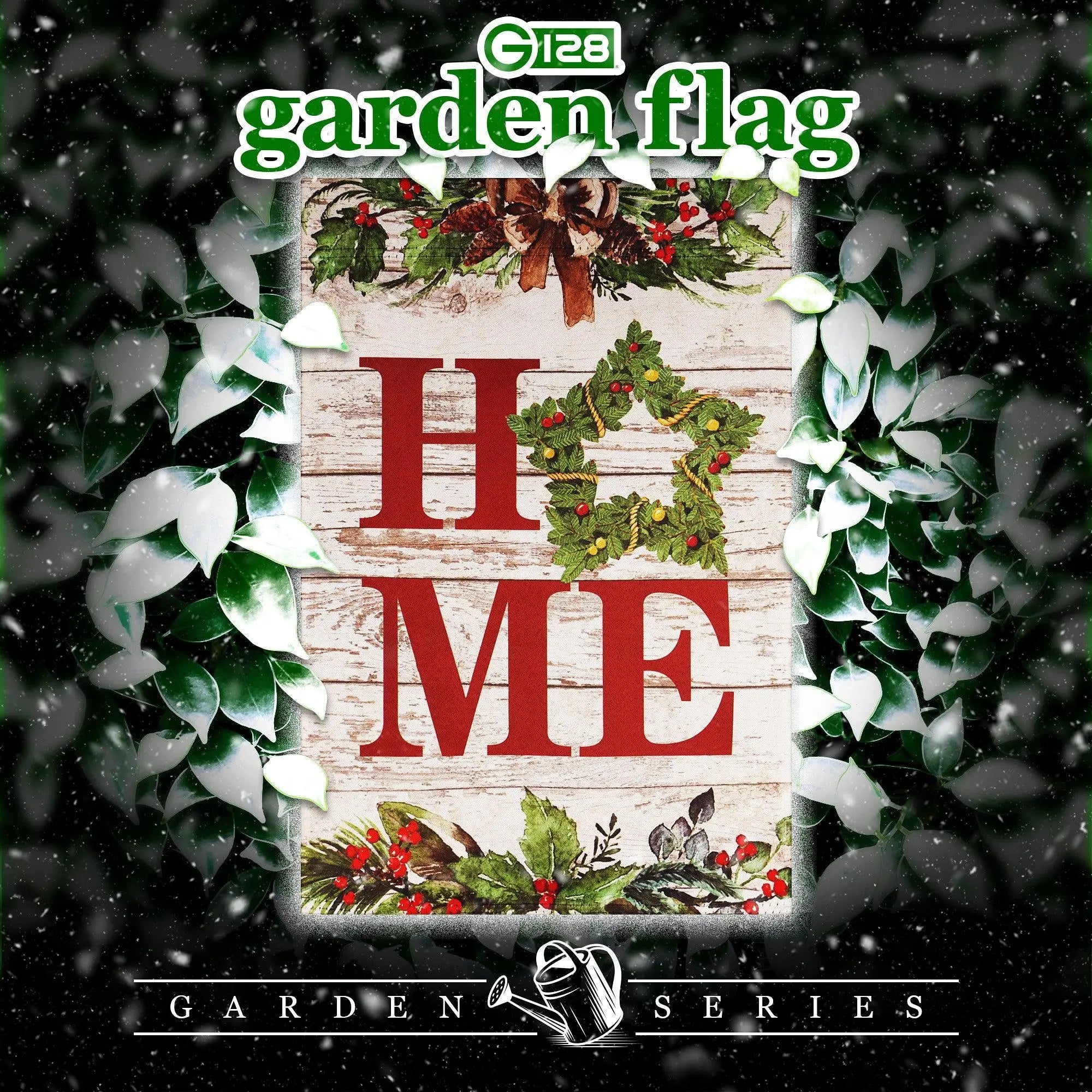 G128 Garden Flag Home Wreath on Rustic Wood | 12x18 Inch | Printed Blockout Polyester - Christmas Decoration G128