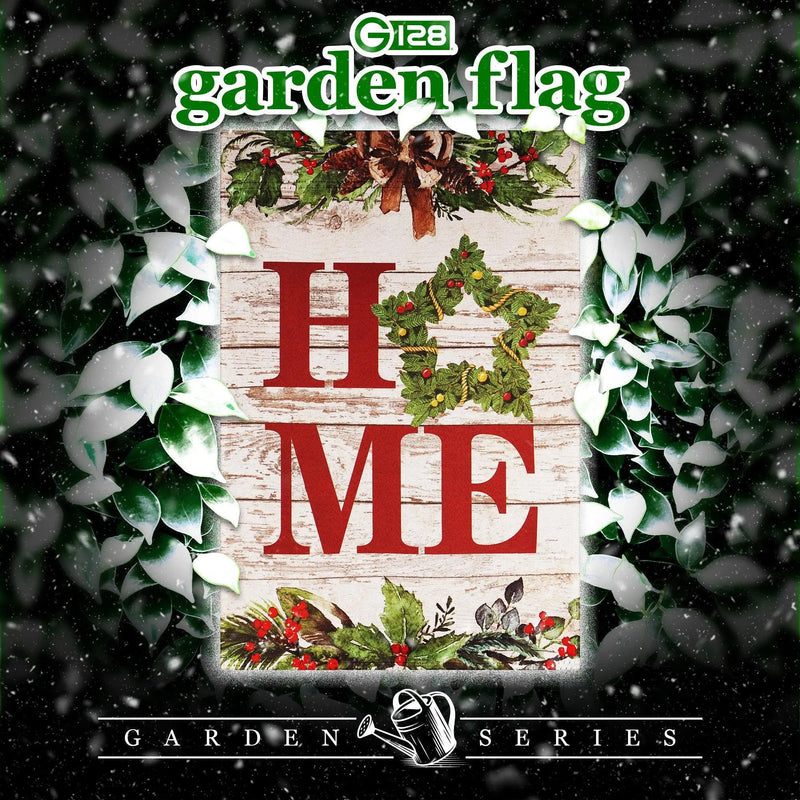G128 Garden Flag Home Wreath on Rustic Wood | 12x18 Inch | Printed Blockout Polyester - Christmas Decoration G128