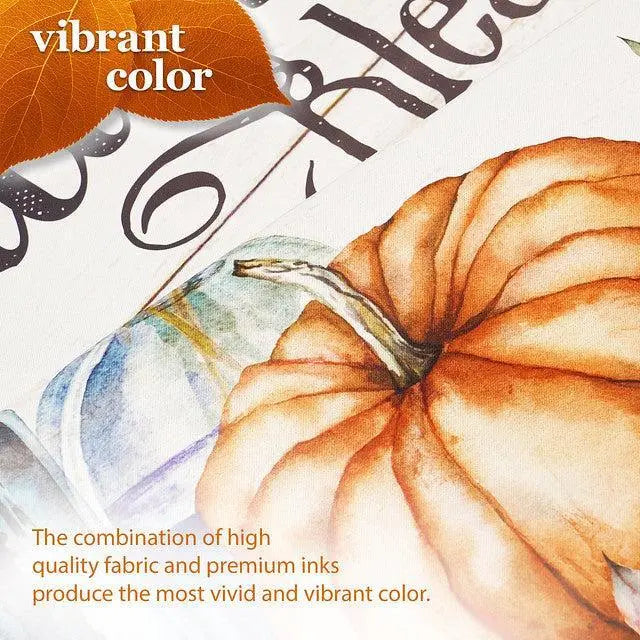 G128 House Flag Autumn Blessings Pumpkins and Flower Vases | 28x40 Inch | Printed Blockout Polyester - Fall Decoration G128
