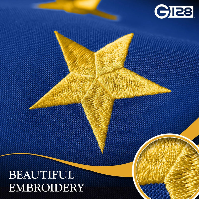 G128 Indiana State Flag | 5x8 Ft | StormFlyer Series Embroidered 220GSM Spun Polyester | Embroidered Design, Indoor/Outdoor, Brass Grommets, Heavy Duty, All Weather G128
