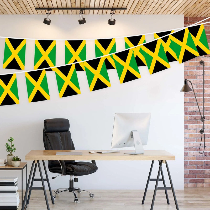 G128 Jamaica Jamaican Bunting Banner | Flag 8.2 x 5.5 Inch, Full String 33 Feet | Printed 150D Polyester, Decorations For Bar, School, Festival Events Celebration G128