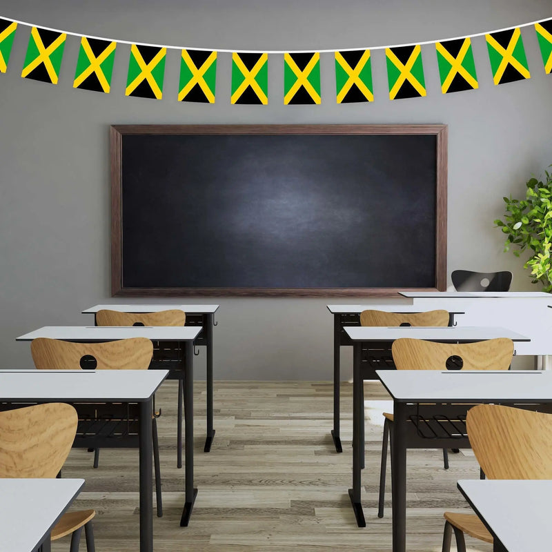 G128 Jamaica Jamaican Bunting Banner | Flag 8.2 x 5.5 Inch, Full String 33 Feet | Printed 150D Polyester, Decorations For Bar, School, Festival Events Celebration G128