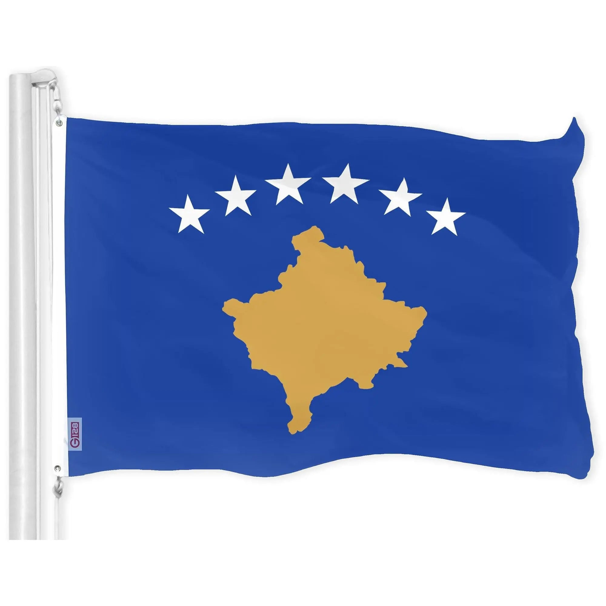 G128 Kosovo Kosovar Flag | 3x5 Ft | LiteWeave Pro Series Printed 150D Polyester | Country Flag, Indoor/Outdoor, Vibrant Colors, Brass Grommets, Thicker and More Durable Than 100D 75D Polyester G128