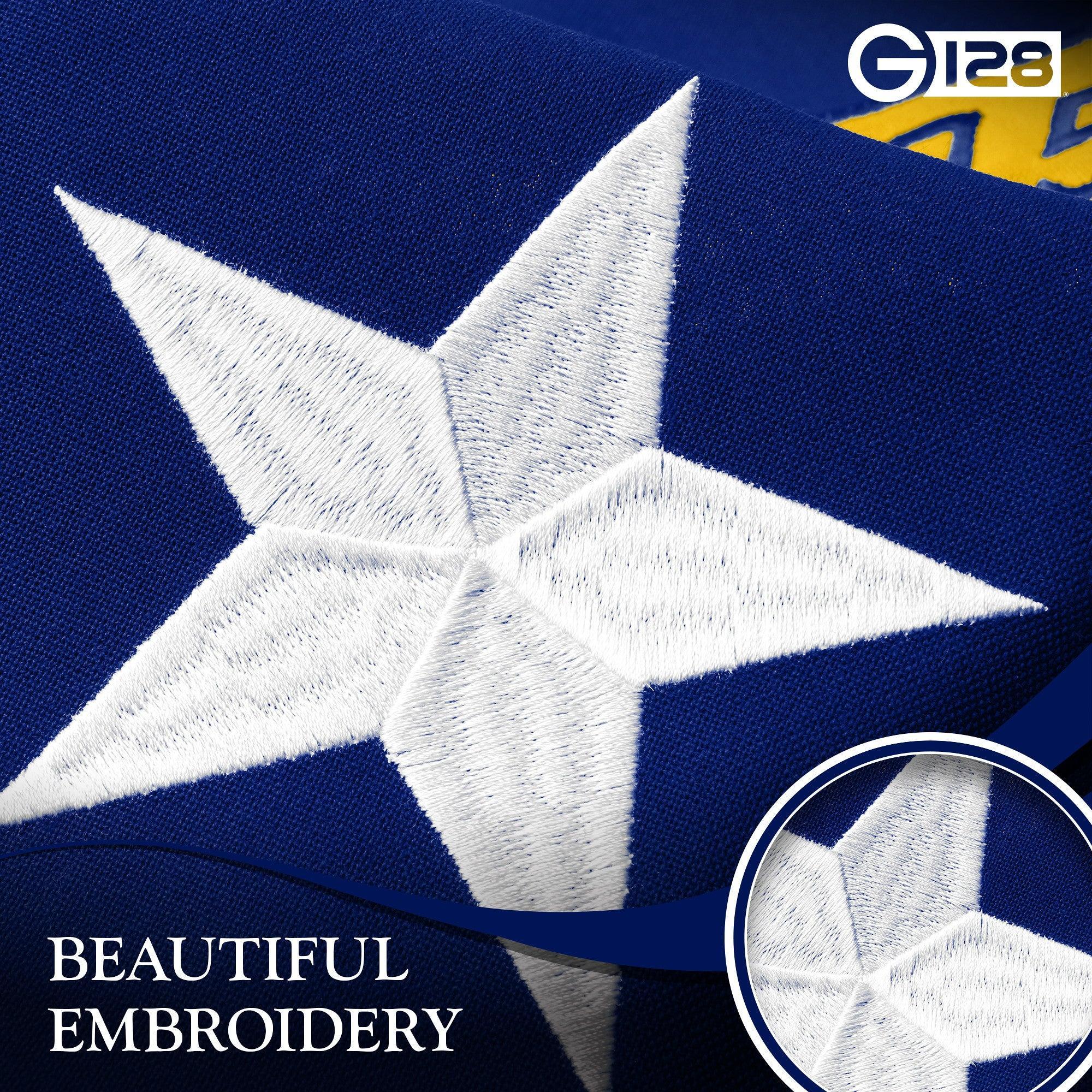 G128 North Carolina State Flag | 2.5x4 Ft | StormFlyer Series Embroidered 220GSM Spun Polyester | Embroidered Design, Indoor/Outdoor, Brass Grommets, Heavy Duty, All Weather G128