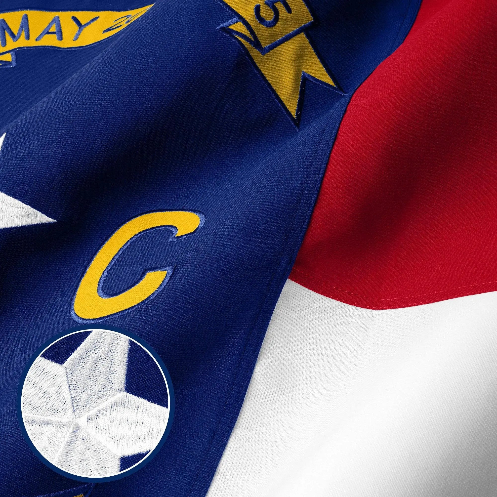 G128 North Carolina State Flag | 2.5x4 Ft | StormFlyer Series Embroidered 220GSM Spun Polyester | Embroidered Design, Indoor/Outdoor, Brass Grommets, Heavy Duty, All Weather G128
