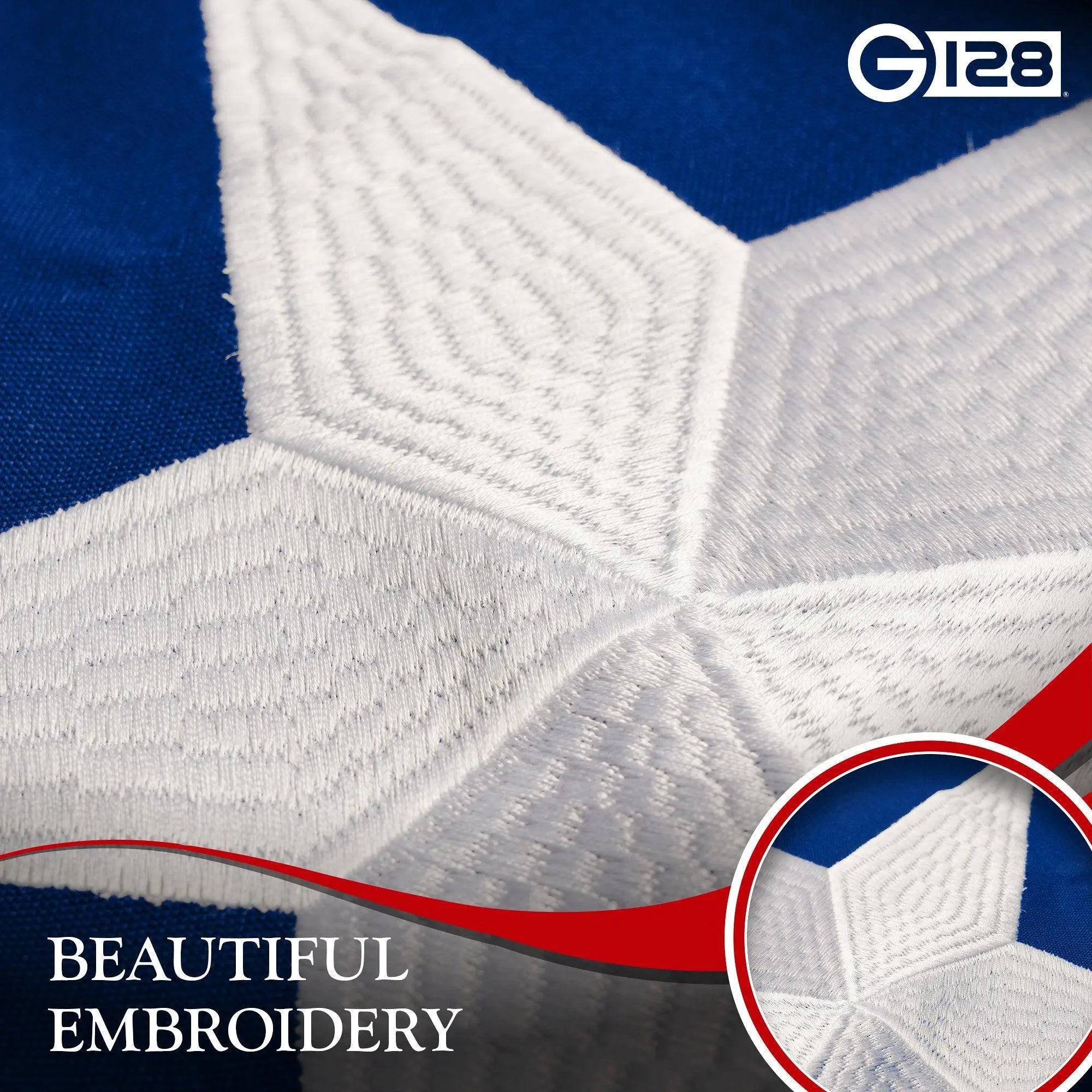 G128 Puerto Rico Puerto Rican Flag | 2x3 Ft | StormFlyer Series Embroidered 220GSM Spun Polyester | Embroidered Design, Indoor/Outdoor, Brass Grommets, Heavy Duty, All Weather G128