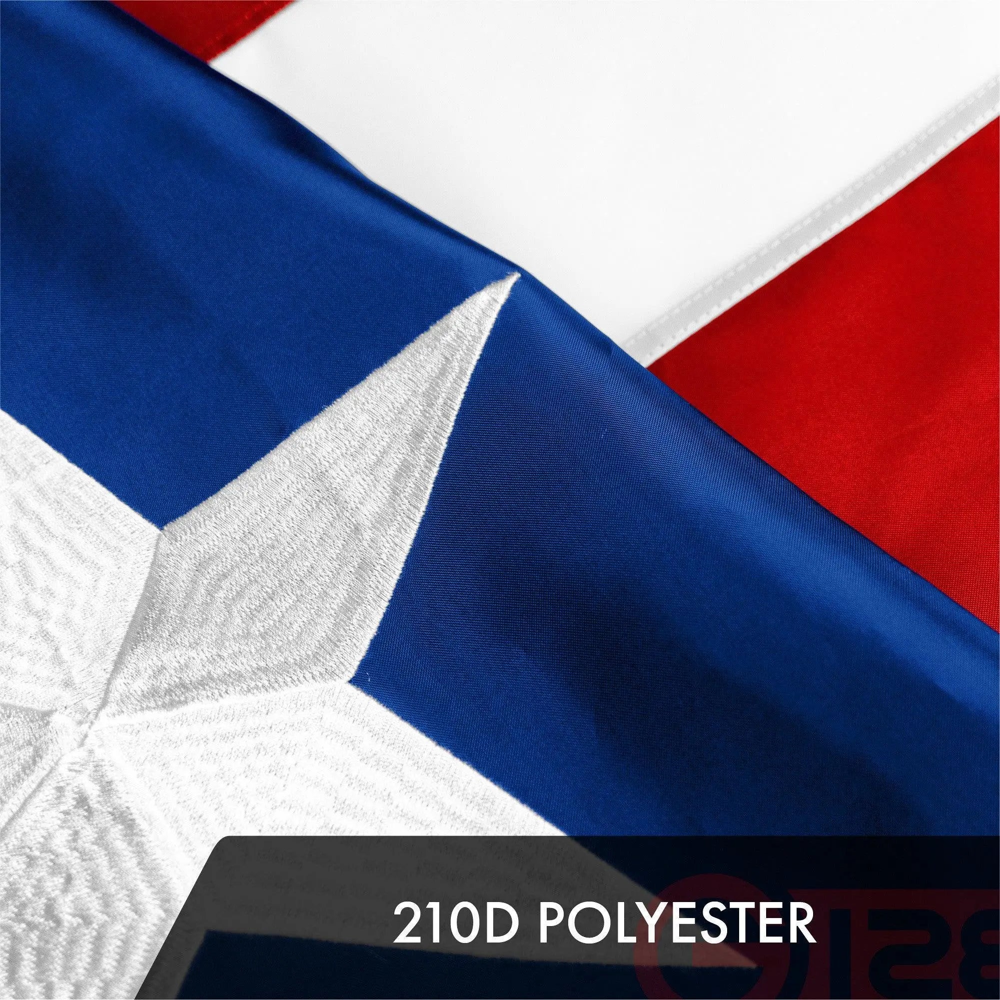 G128 Puerto Rico Puerto Rican Flag | 2x3 Ft | ToughWeave Series Embroidered 300D Polyester | Embroidered Design, Indoor/Outdoor, Brass Grommets G128
