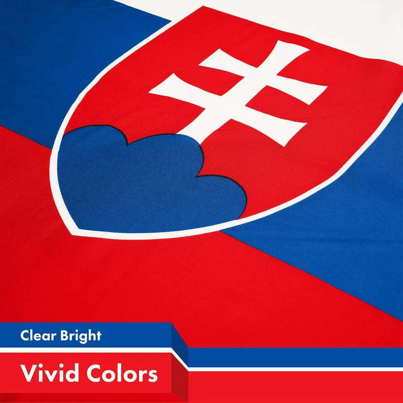 G128 Slovakia Slovak Flag | 3x5 Ft | Printed 150D Polyester - Indoor/Outdoor, Vibrant Colors, Brass Grommets, Quality Polyester, Much Thicker More Durable Than 100D 75D Polyester G128