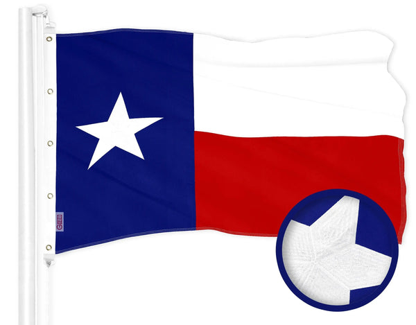 G128 Texas TX State Flag | 8x12 Ft | ToughWeave Series Embroidered 300D Polyester | Embroidered Design, Indoor/Outdoor, Brass Grommets G128