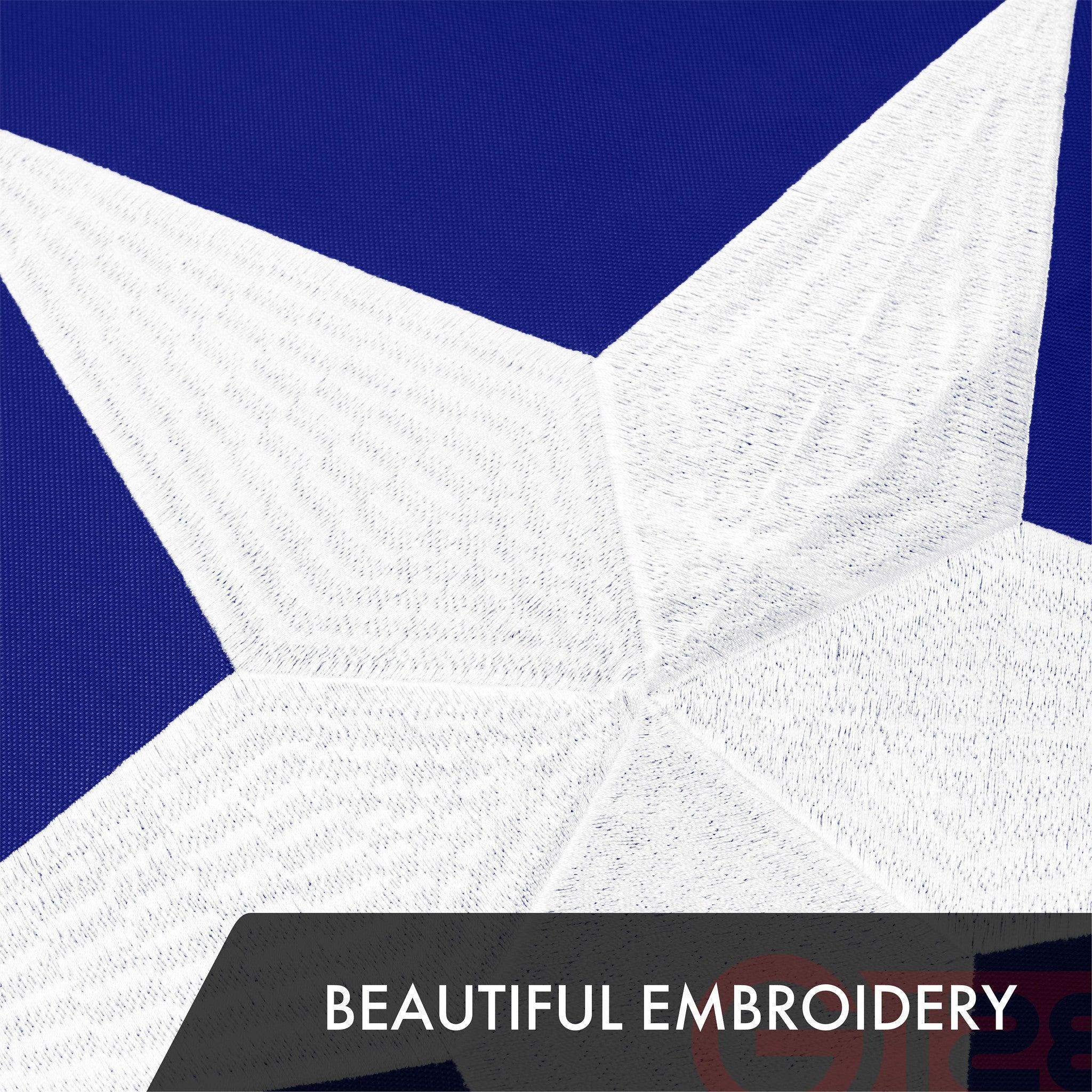 G128 Texas TX State Flag | 8x12 Ft | ToughWeave Series Embroidered 300D Polyester | Embroidered Design, Indoor/Outdoor, Brass Grommets G128