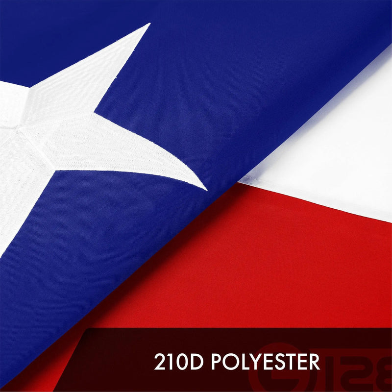 G128 Texas TX State Flag | 8x12 Ft | ToughWeave Series Embroidered 300D Polyester | Embroidered Design, Indoor/Outdoor, Brass Grommets G128