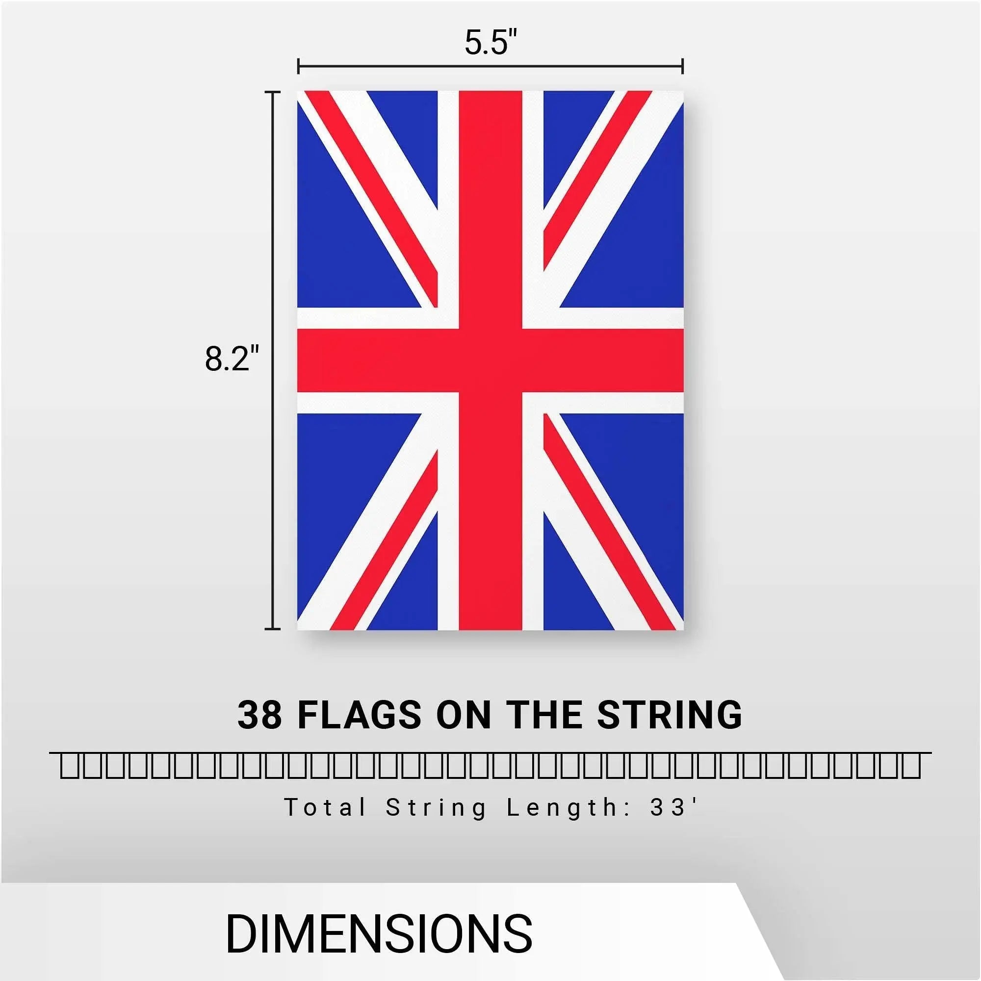 G128 United Kingdom UK Bunting Banner | Flag 8.2 x 5.5 Inch, Full String 33 Feet | Printed 150D Polyester, Decorations For Bar, School, Festival Events Celebration G128