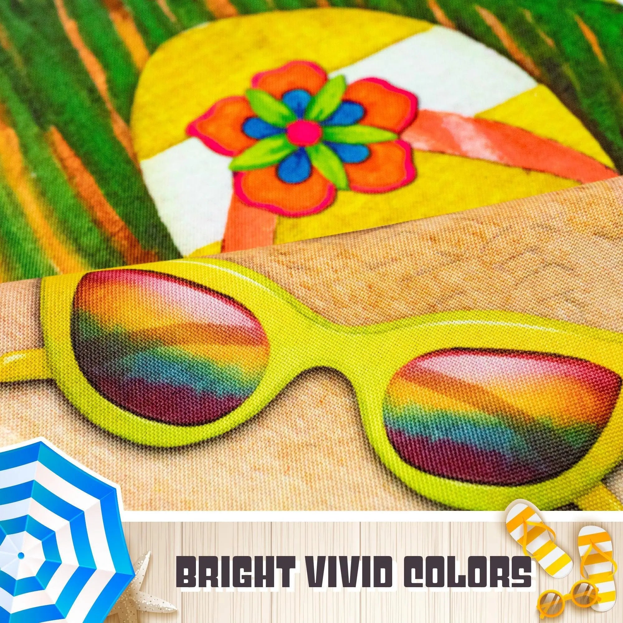 G128 Welcome Summer Sandals & Sunglasses Garden Flag | 12x18 Inch | 150D Polyester - Rustic Holiday Seasonal Outdoor Flag G128