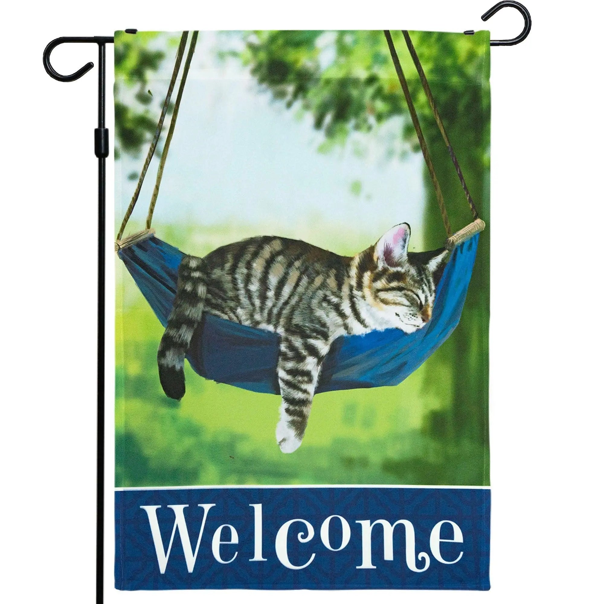 G182 Garden Flag Welcome Sleeping Kitten | 12x18 Inch | 150D Printed Polyester - Everyday Decoration G128