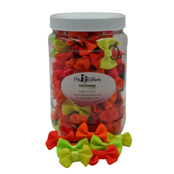 GG103 | 50-100 Neon Groomer Dog / Cat Bows in a jar|Pets Ribbons Pets Ribbons