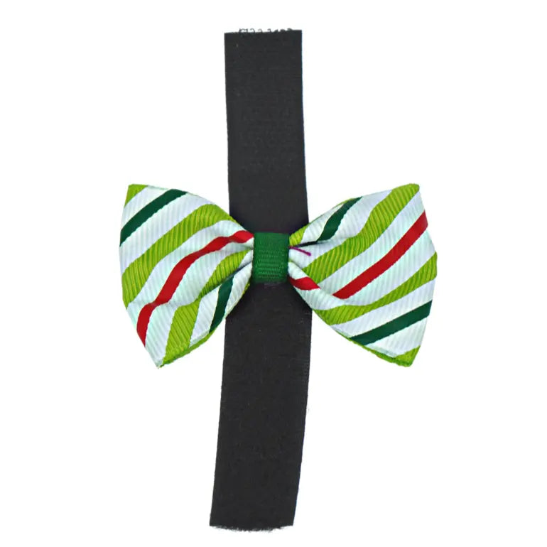 GG110CSV | 50-100 Dog Christmas candy stripe 2"bows on velcro|Pets Ribbons Pets Ribbons