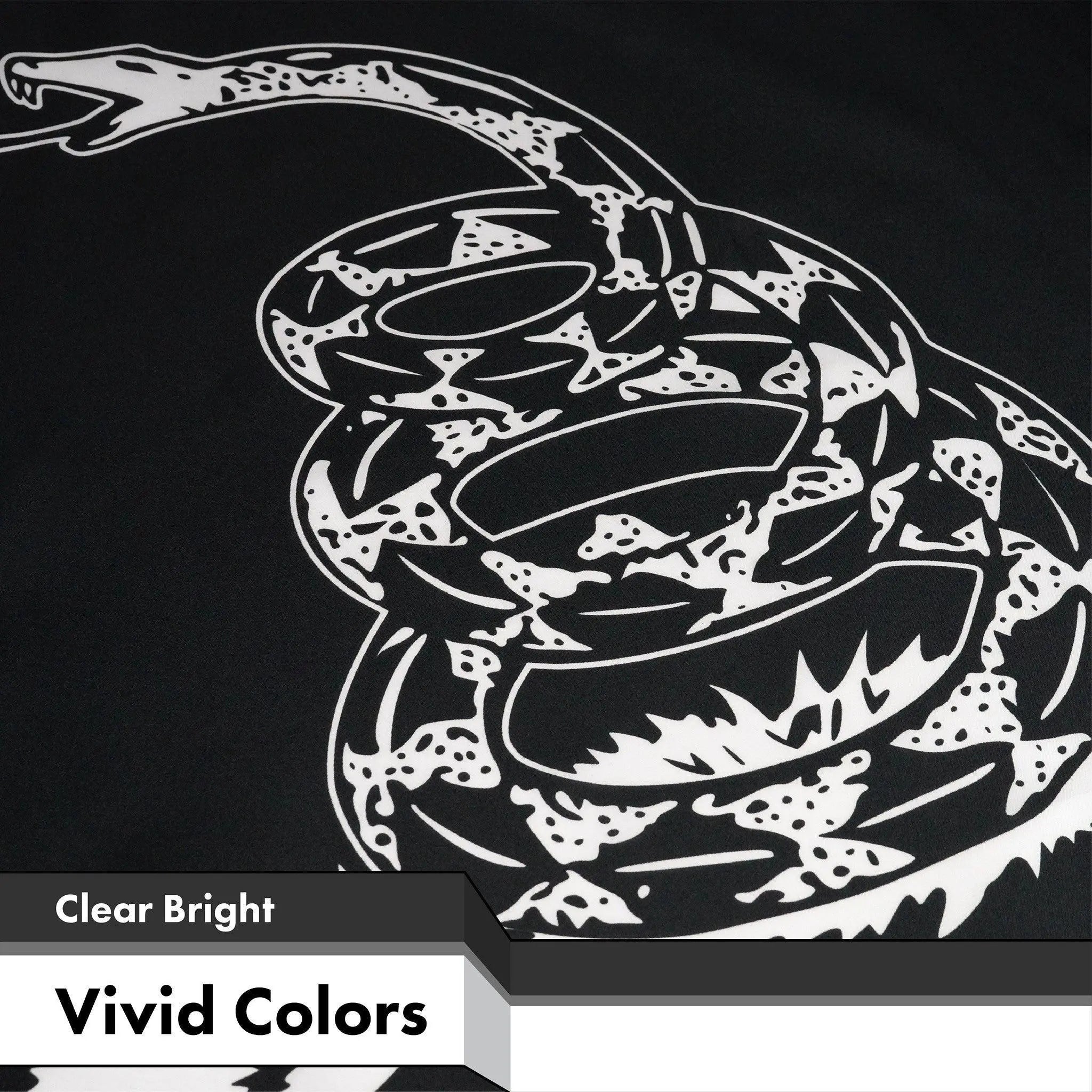 Gadsden Black and White Flag 3x5 Ft 2-Pack Printed 150D Polyester By G128 - GreatEagleInc