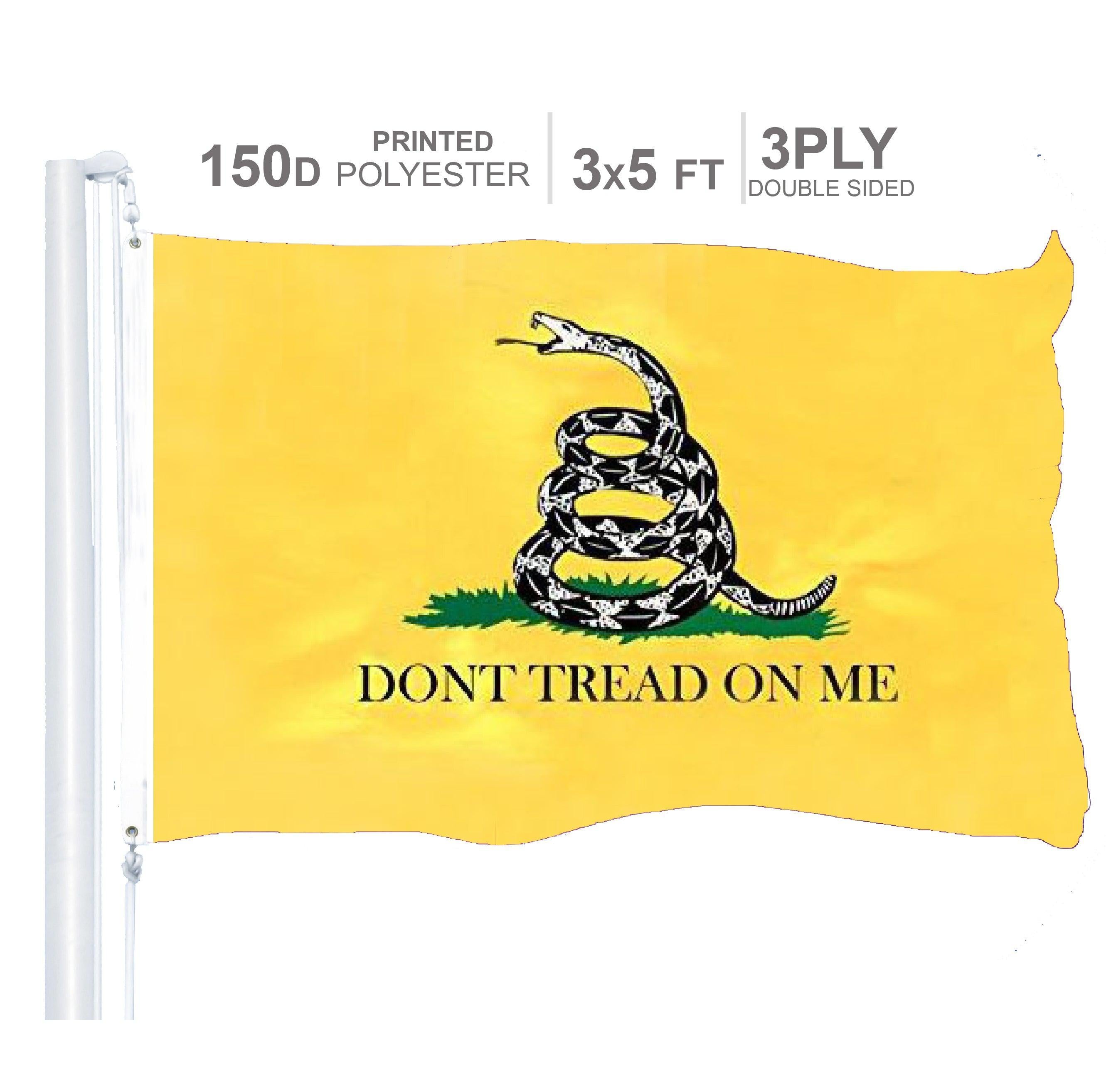 Gadsden (Dont Tread On Me) Flag 150D Printed Polyester 3x5 Ft - Double Sided 3ply G128