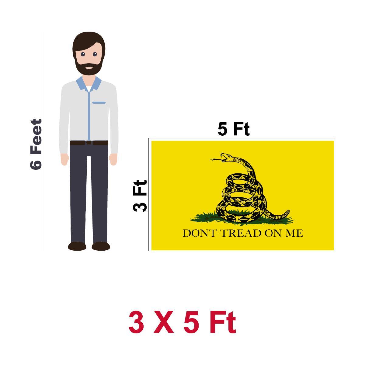 Gadsden (Dont Tread On Me) Flag 150D Printed Polyester 3x5 Ft - Double Sided 3ply G128