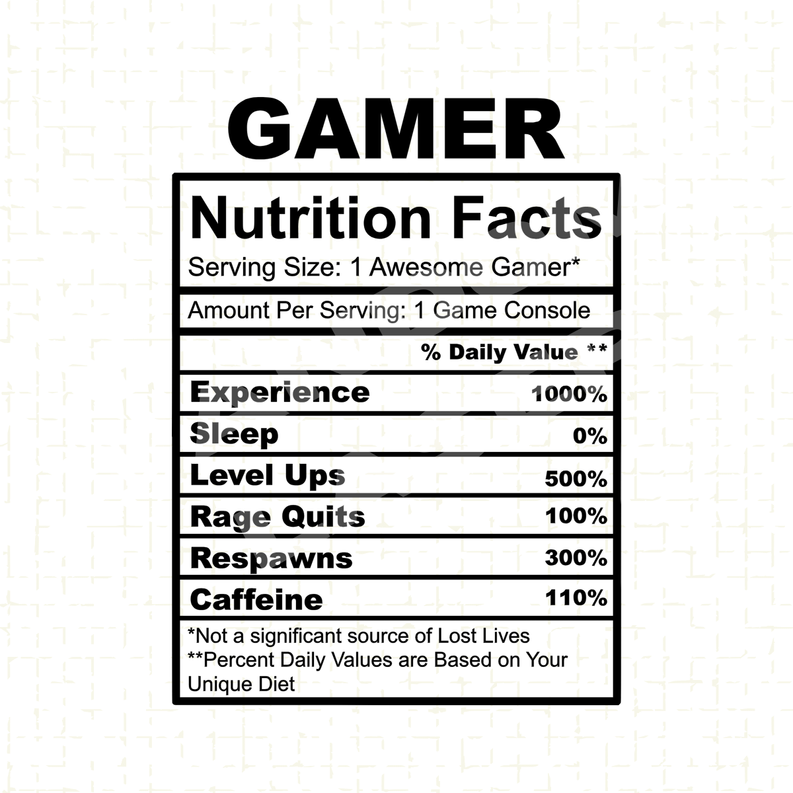 Gamer Nutrition Fact Kitchen Towel The 308 Collective