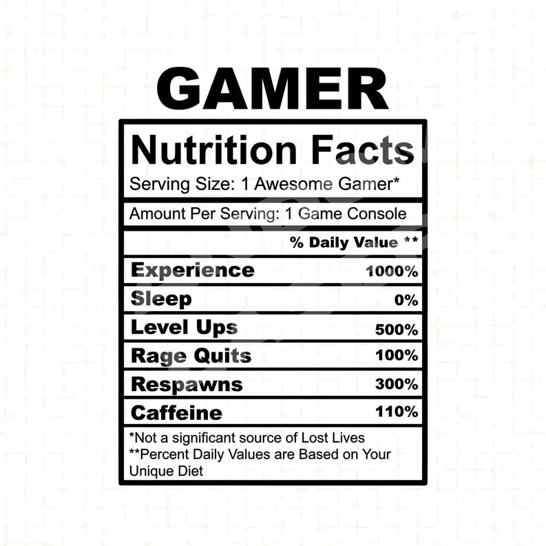 Gamer Nutrition Fact Kitchen Towel The 308 Collective