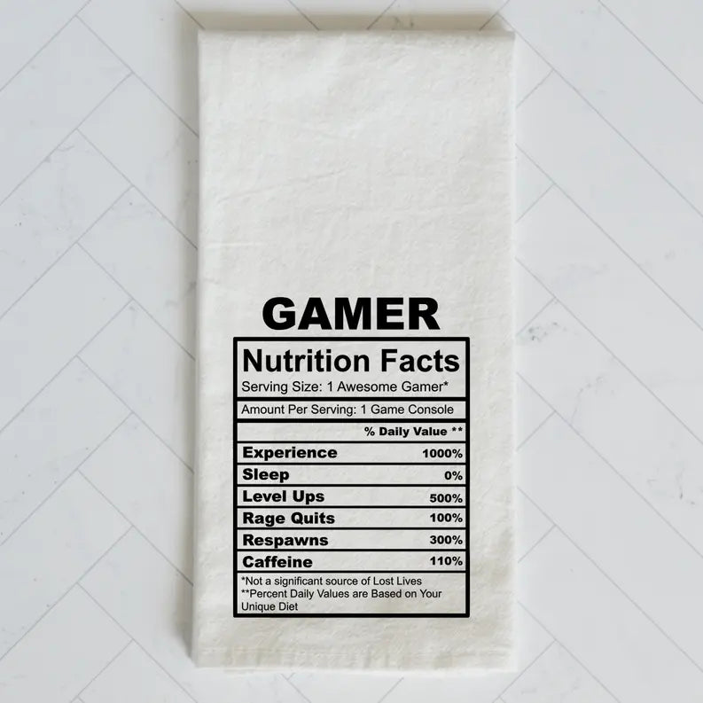 Gamer Nutrition Fact Kitchen Towel The 308 Collective