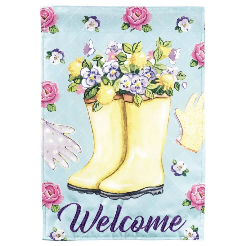 Garden Flag Floral Welcome Rain Boots Dicksons Inc