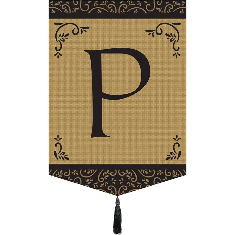 Garden Monogram Tassel Burlap Flag Dicksons Inc