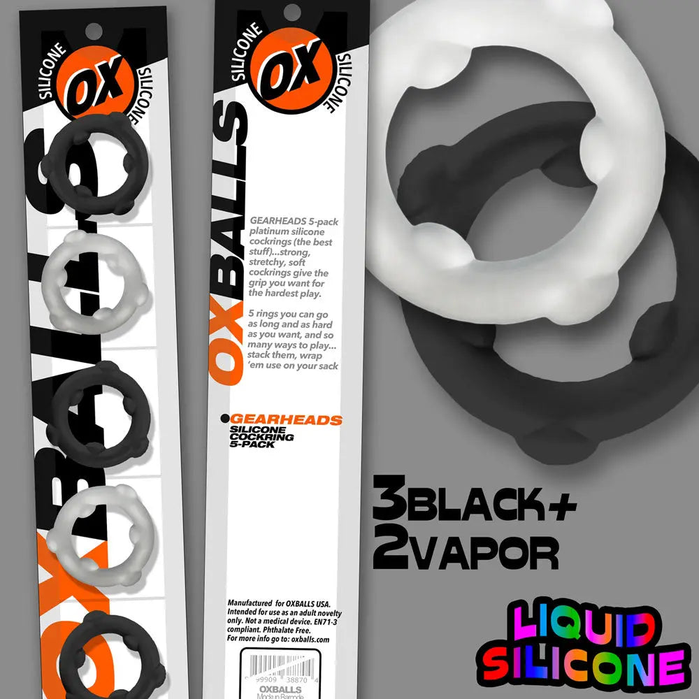 Gearheads 5 Pack Spinner Rings - Black Vapor Oxballs
