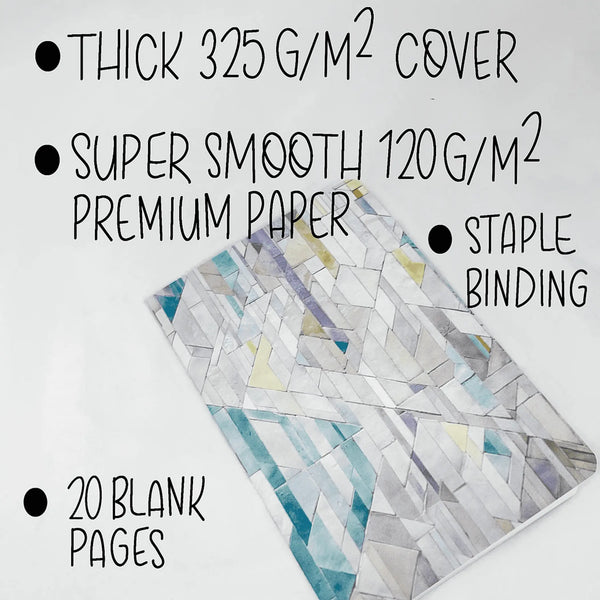 Geometric Tiles - Style 1 - Premium Paper A5-ish size Notebook Art by Erica H
