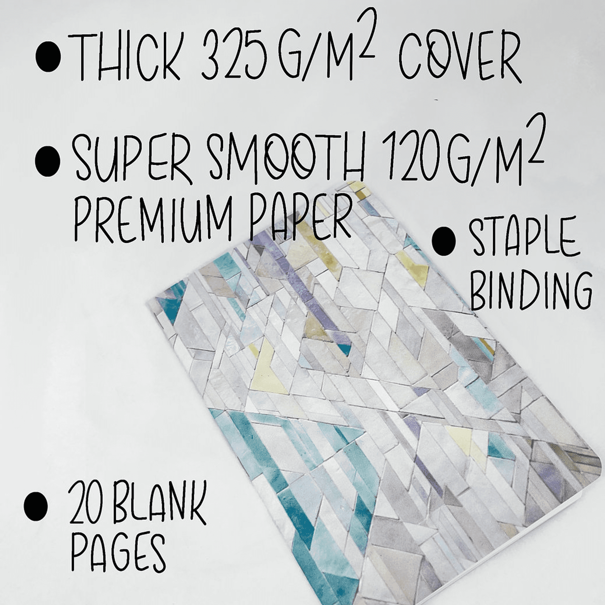 Geometric Tiles - Style 1 - Premium Paper A5-ish size Notebook Art by Erica H
