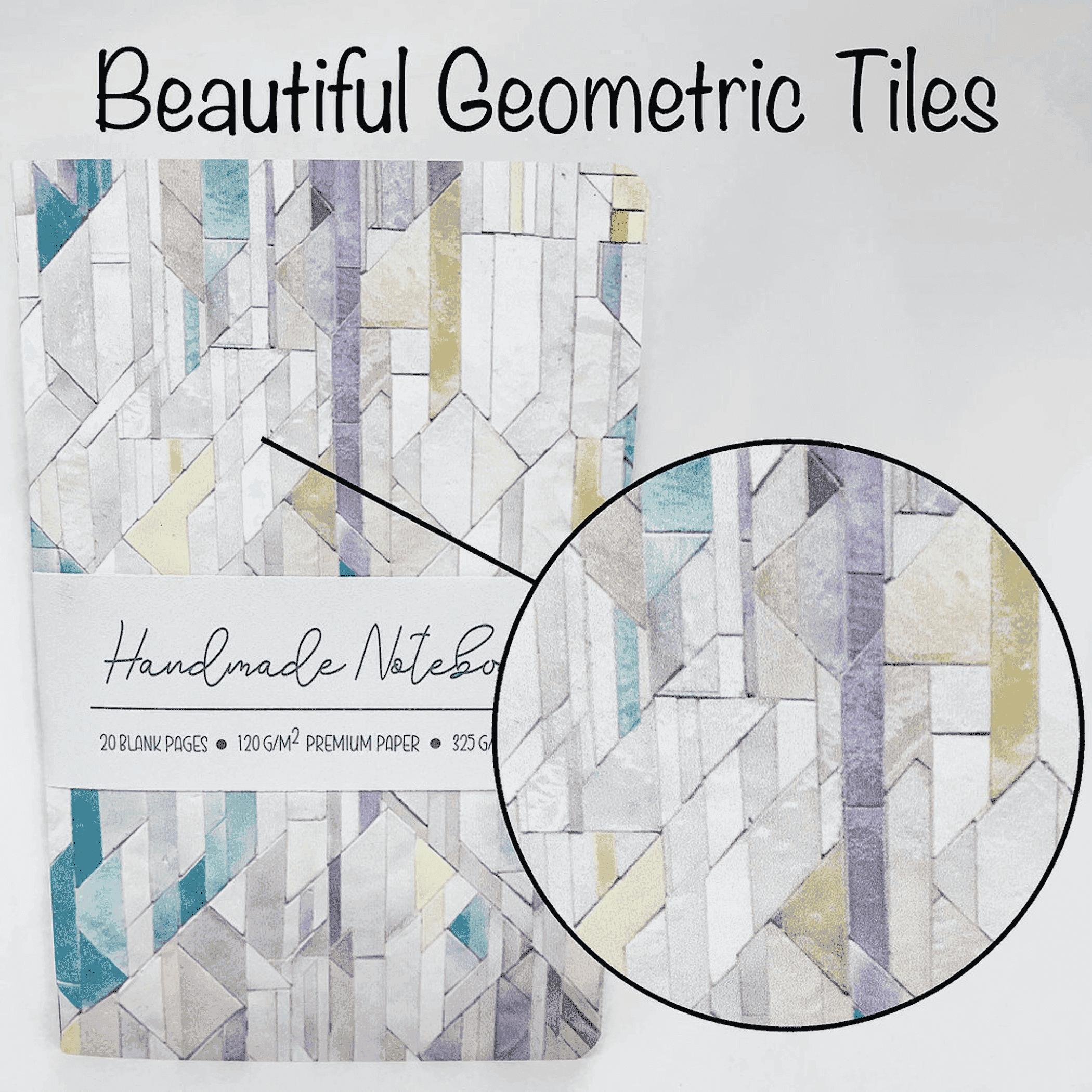 Geometric Tiles - Style 1 - Premium Paper A5-ish size Notebook Art by Erica H