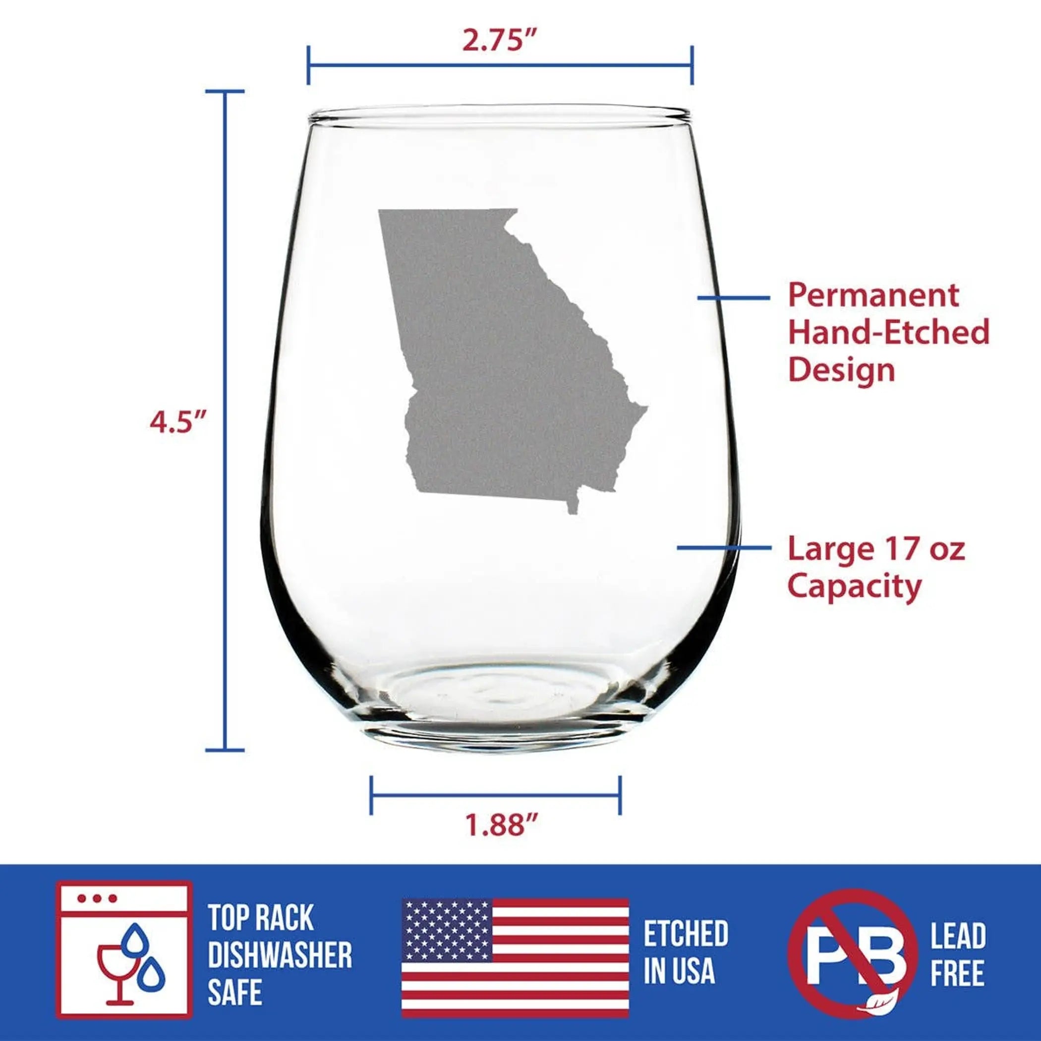 Georgia Outline Stemless Wine Glass - Georgians Gifts Bevvee