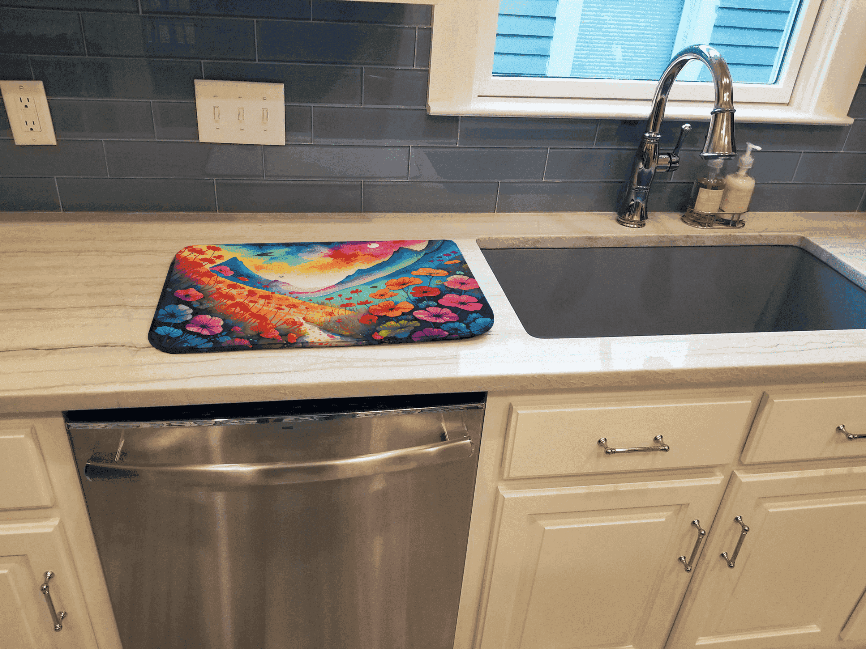 Geraniums in Color Dish Drying Mat Caroline's Treasures