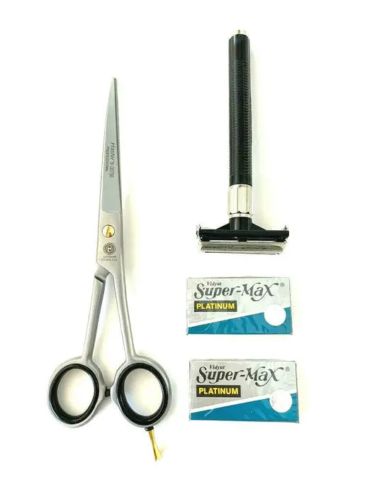 German Haircutting Curved Blades Scissors Shears Plus Safety Razor Blades Classic Shaving Excellent Hashir Products
