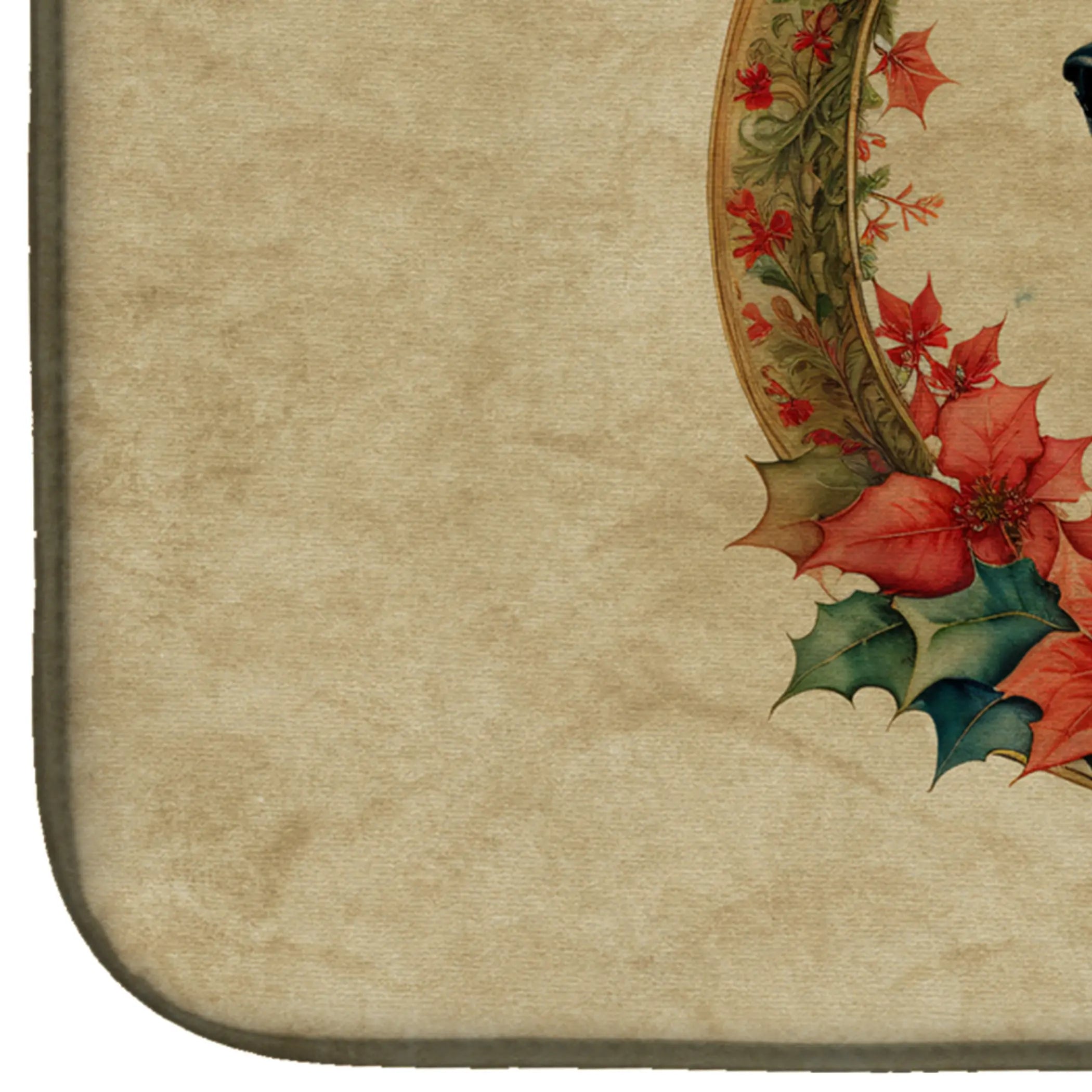 German Shepherd Christmas Flowers Dish Drying Mat Caroline's Treasures
