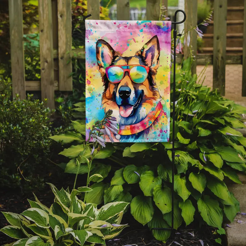German Shepherd Hippie Dawg Garden Flag Caroline's Treasures
