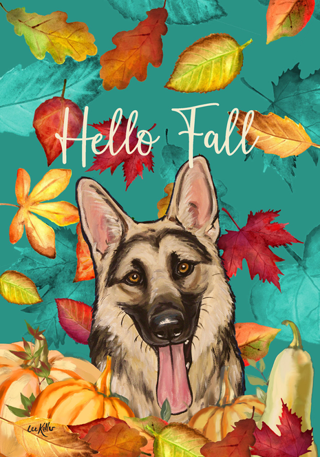 German Shepherd - Hippie Hound Studios Fall Garden Flag Best of Breed