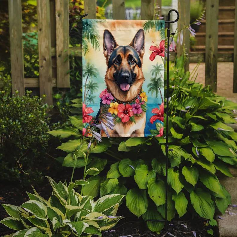 German Shepherd Luau Garden Flag Caroline's Treasures