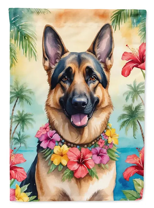 German Shepherd Luau Garden Flag Caroline's Treasures