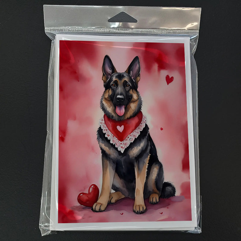 German Shepherd My Valentine Greeting Cards Pack of 8 Caroline's Treasures