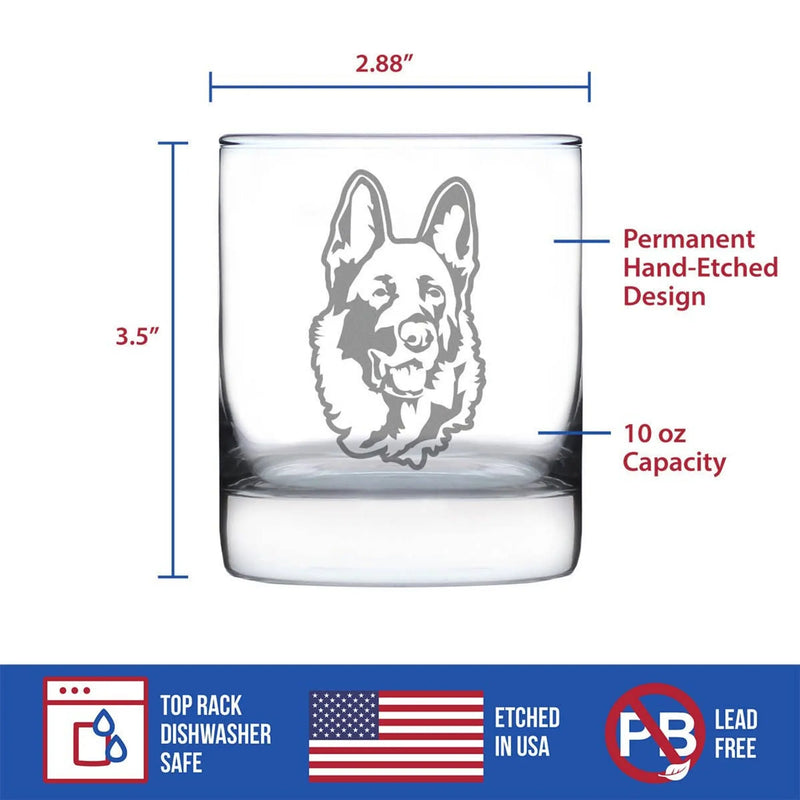 German Shepherd Whiskey Rocks Glass - Dog Gifts Bevvee