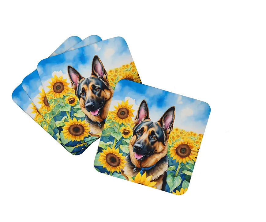 German Shepherd in Sunflowers Pair of Pot Holders Caroline's Treasures